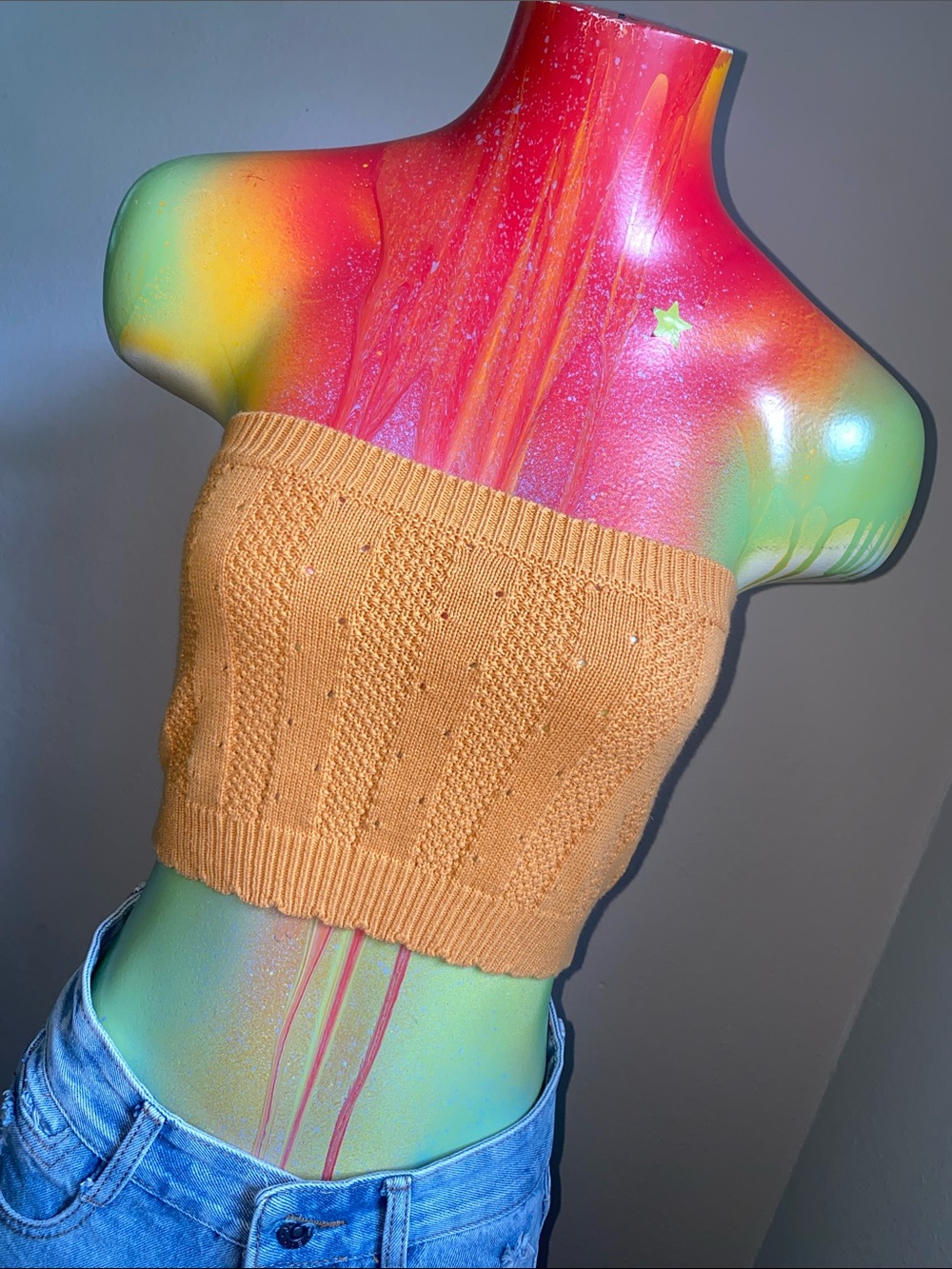 Double Zero Knit Tube Top in Mustard Orange